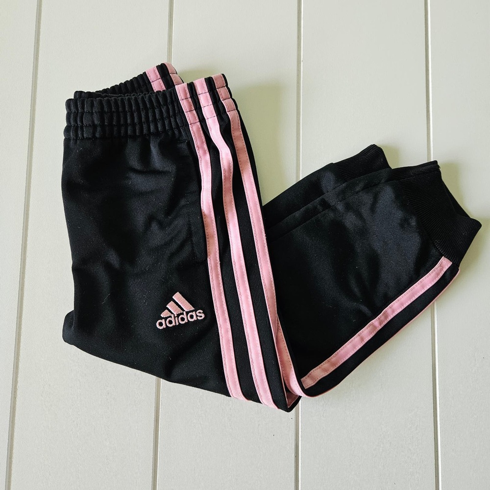Adidas Track Suit Pants Black & Pink Toddler Girl 2T